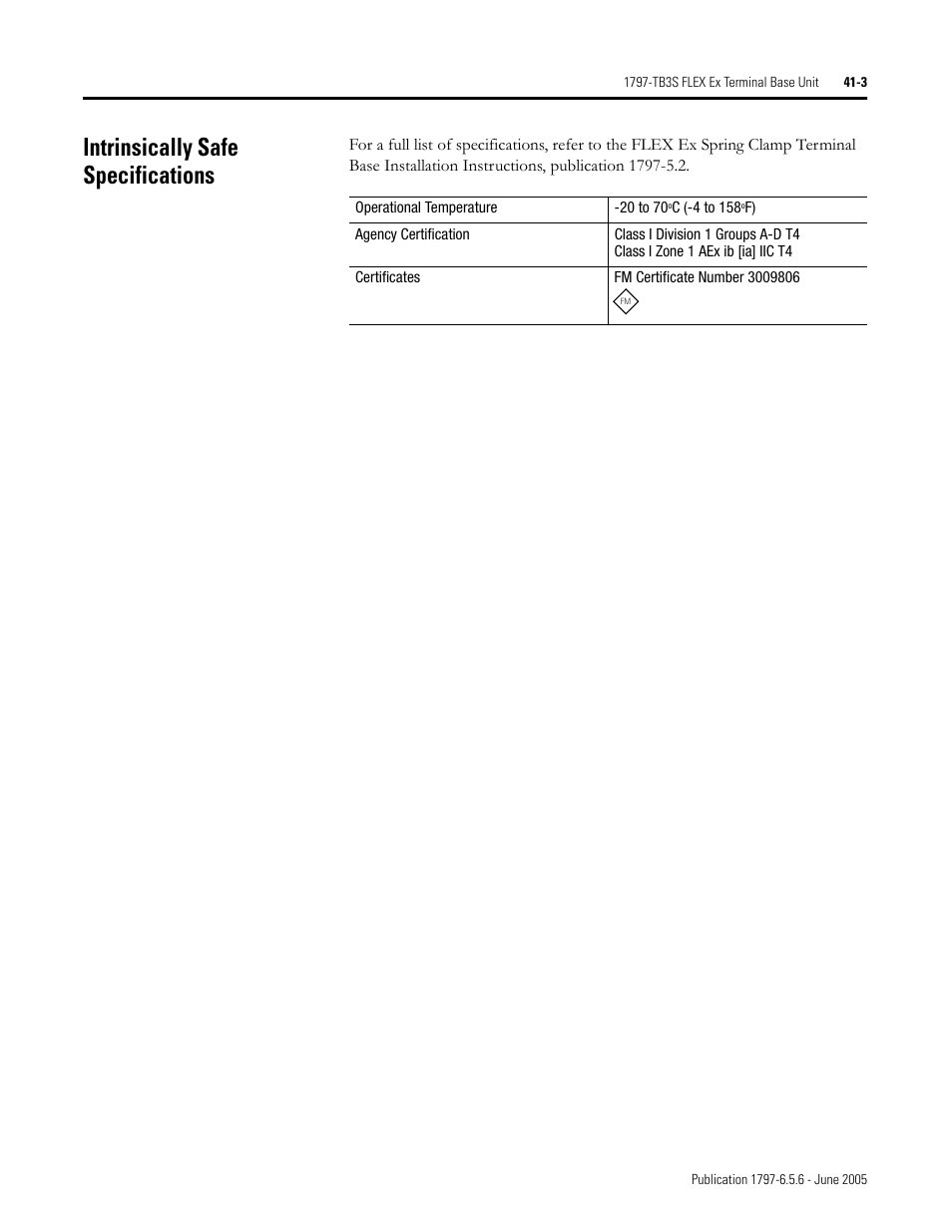 Intrinsically safe specifications, Intrinsically safe specifications -3 | Rockwell Automation 1797-XXX FLEX Ex System Certification Reference Manual User Manual | Page 189 / 252