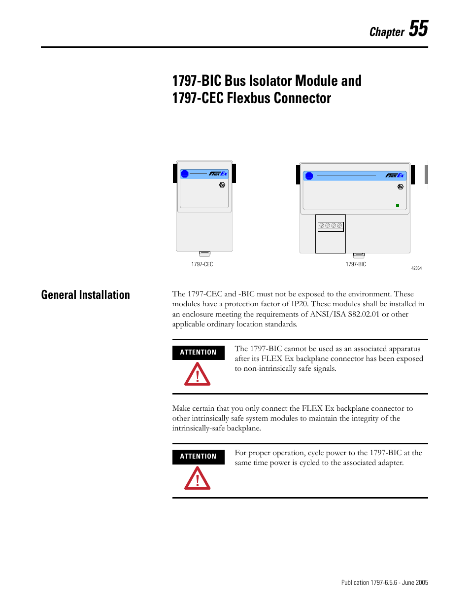 Chapter 55, General installation, General installation -1 | Chapter | Rockwell Automation 1797-XXX FLEX Ex System Certification Reference Manual User Manual | Page 243 / 252