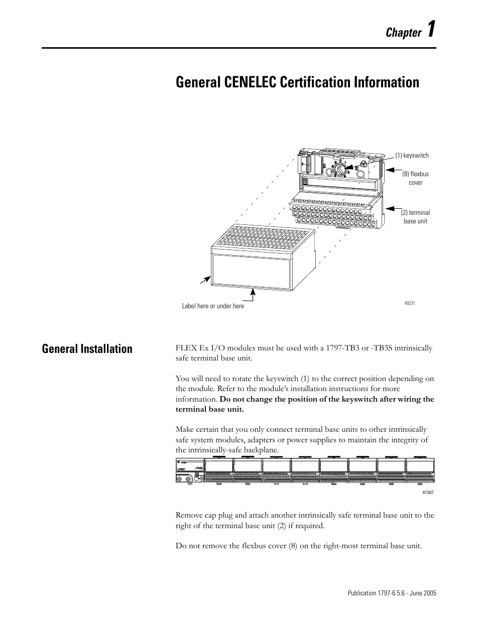 Chapter 1, General cenelec certification information, General installation | General installation -1, Chapter | Rockwell Automation 1797-XXX FLEX Ex System Certification Reference Manual User Manual | Page 29 / 252