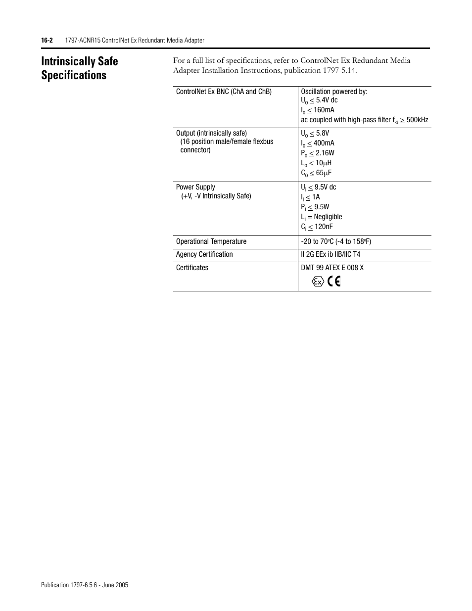 Intrinsically safe specifications, Intrinsically safe specifications -2 | Rockwell Automation 1797-XXX FLEX Ex System Certification Reference Manual User Manual | Page 84 / 252