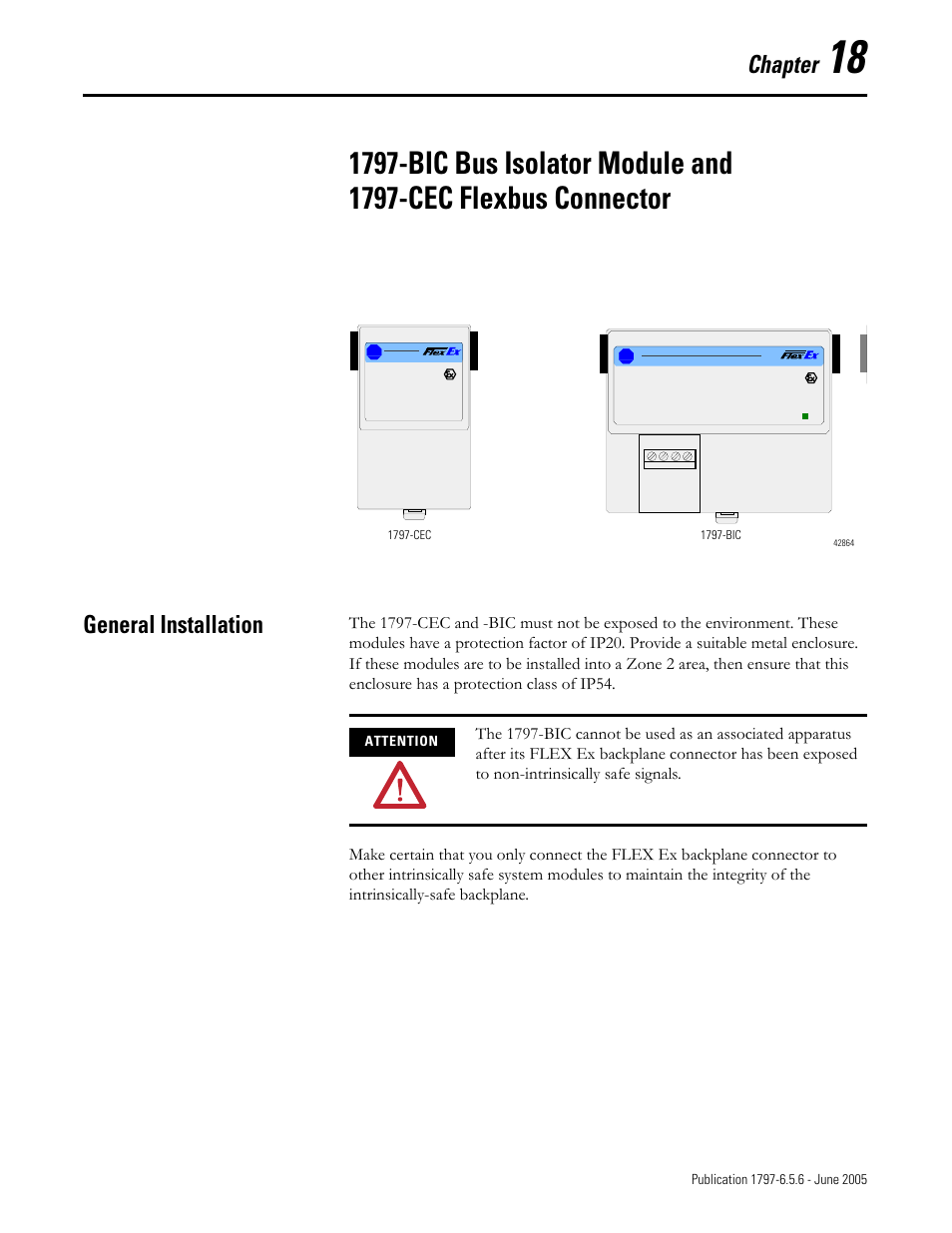 Chapter 18, General installation, General installation -1 | Chapter | Rockwell Automation 1797-XXX FLEX Ex System Certification Reference Manual User Manual | Page 87 / 252