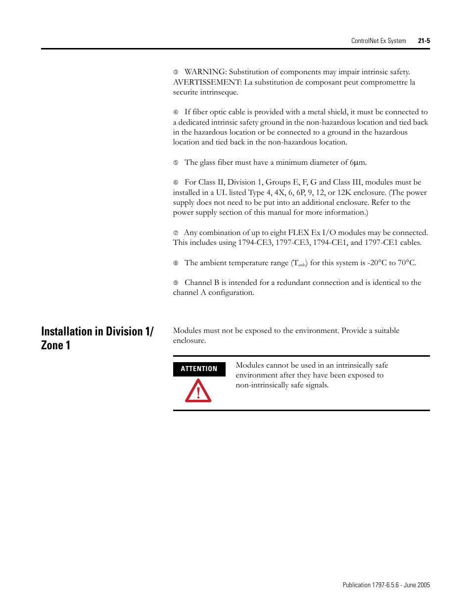 Installation in division 1/ zone 1, Installation in division 1/ zone 1 -5 | Rockwell Automation 1797-XXX FLEX Ex System Certification Reference Manual User Manual | Page 99 / 252