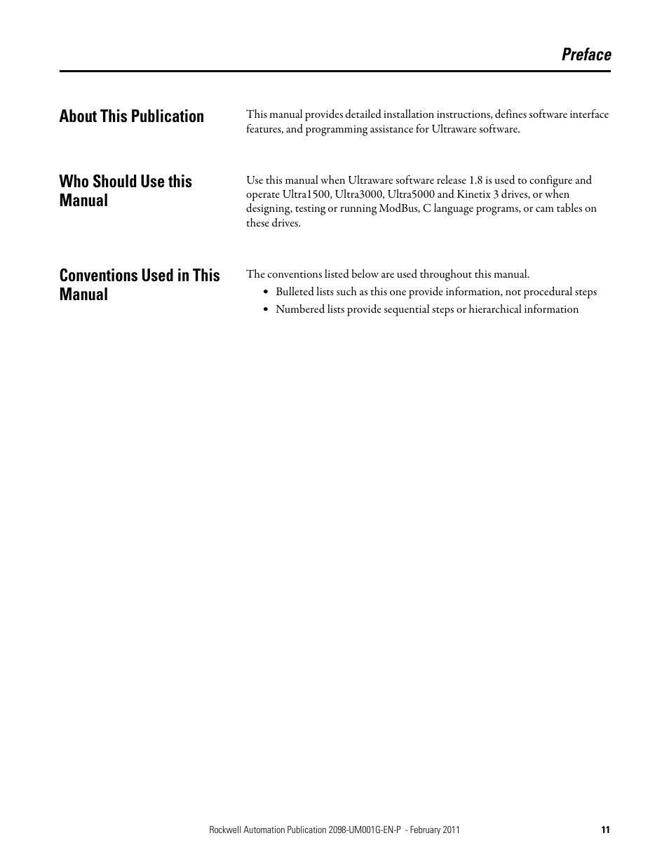 Rockwell Automation 2098-UWCPRG Ultraware Software User Manual User Manual | Page 11 / 354