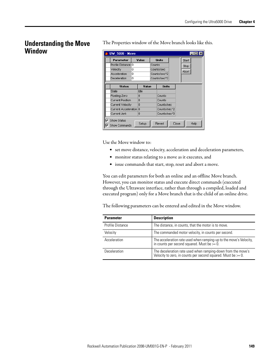 Understanding the move window | Rockwell Automation 2098-UWCPRG Ultraware Software User Manual User Manual | Page 147 / 354