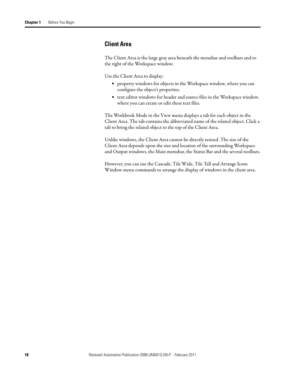 Client area | Rockwell Automation 2098-UWCPRG Ultraware Software User Manual User Manual | Page 18 / 354