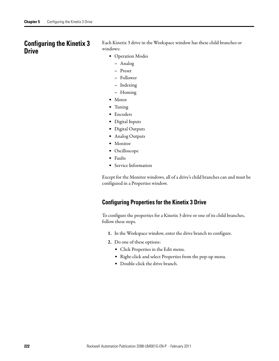 Configuring the kinetix 3 drive, Configuring properties for the kinetix 3 drive | Rockwell Automation 2098-UWCPRG Ultraware Software User Manual User Manual | Page 220 / 354