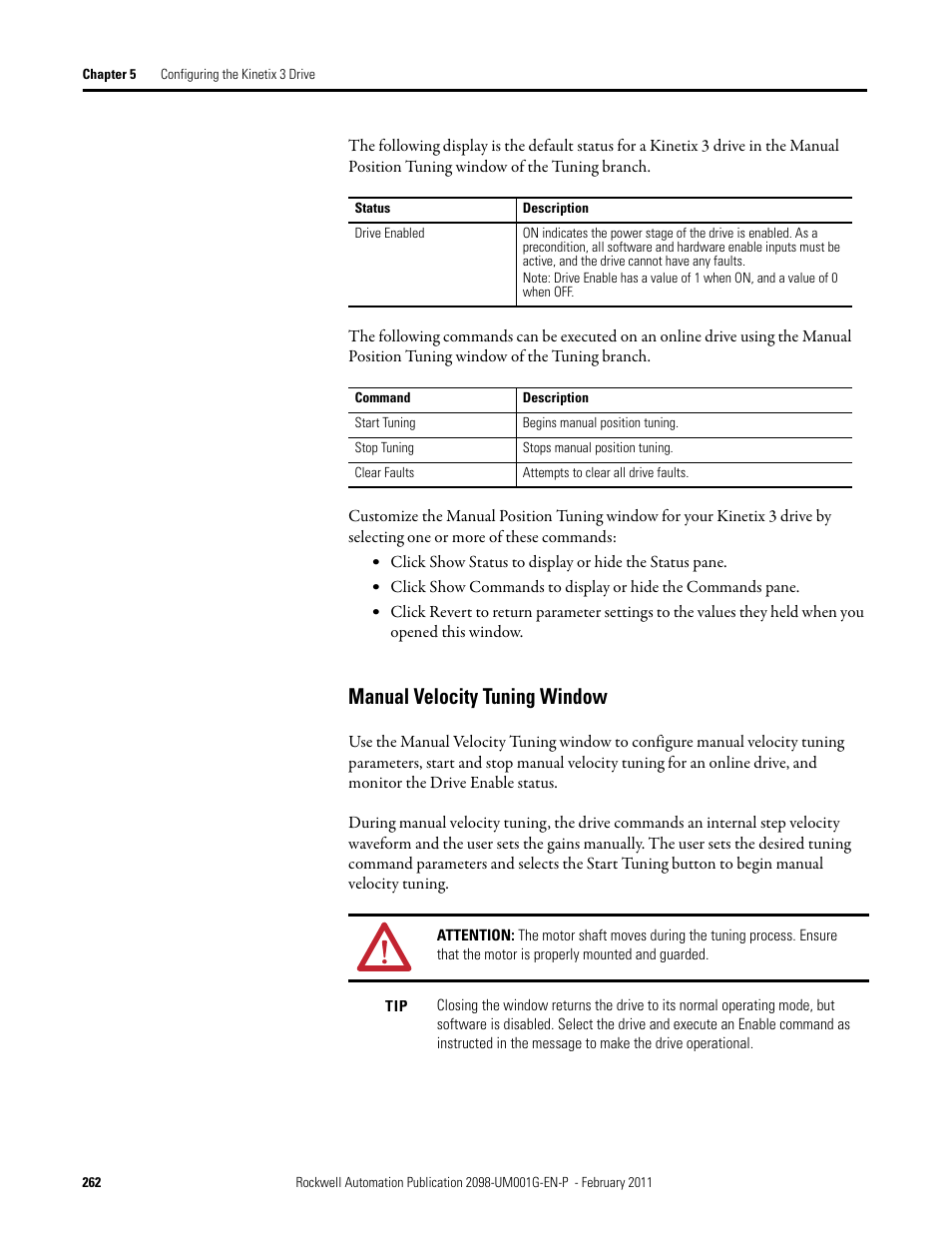Manual velocity tuning window | Rockwell Automation 2098-UWCPRG Ultraware Software User Manual User Manual | Page 260 / 354