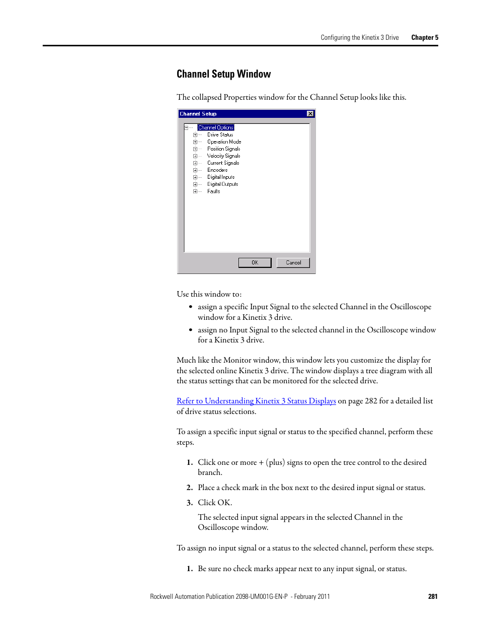 Channel setup window | Rockwell Automation 2098-UWCPRG Ultraware Software User Manual User Manual | Page 279 / 354