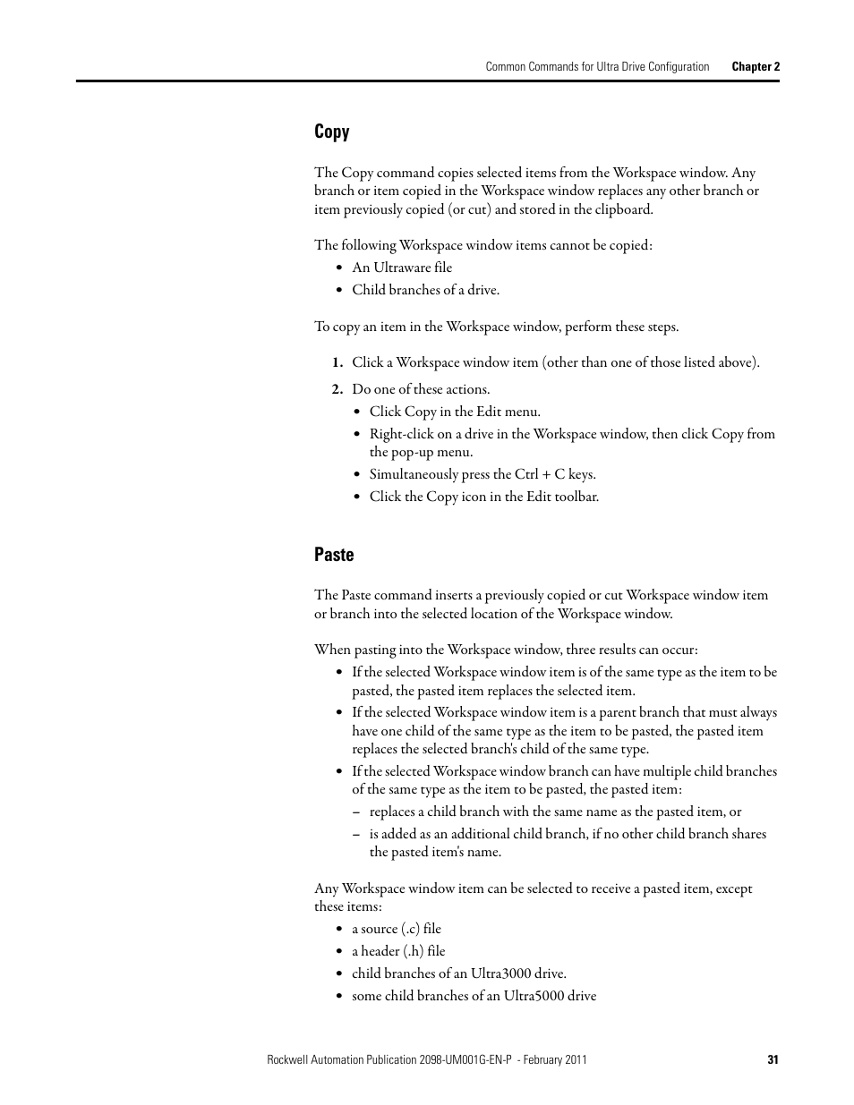 Copy, Paste, Copy paste | Rockwell Automation 2098-UWCPRG Ultraware Software User Manual User Manual | Page 31 / 354