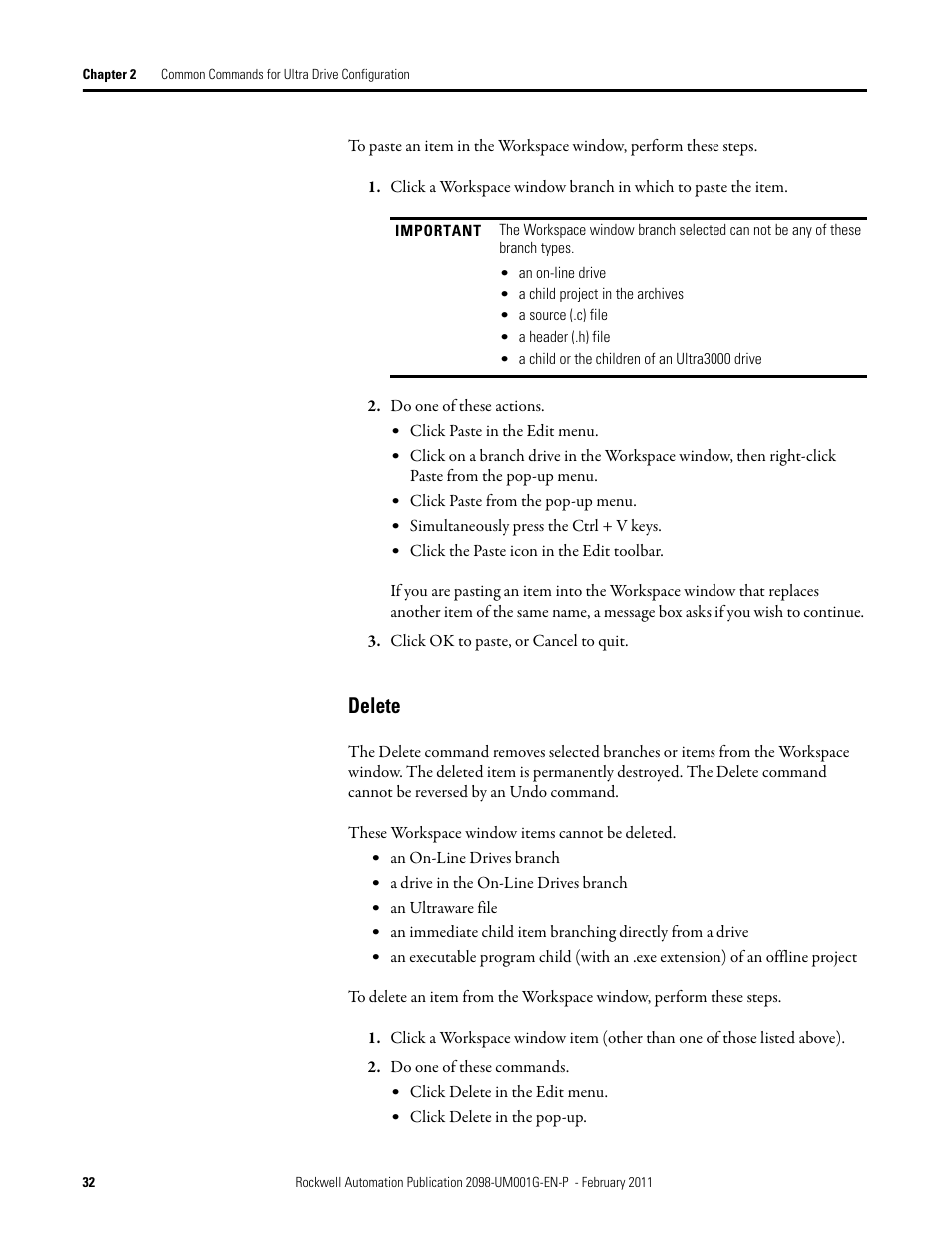 Delete | Rockwell Automation 2098-UWCPRG Ultraware Software User Manual User Manual | Page 32 / 354