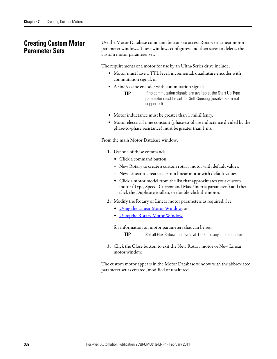 Creating custom motor parameter sets | Rockwell Automation 2098-UWCPRG Ultraware Software User Manual User Manual | Page 330 / 354