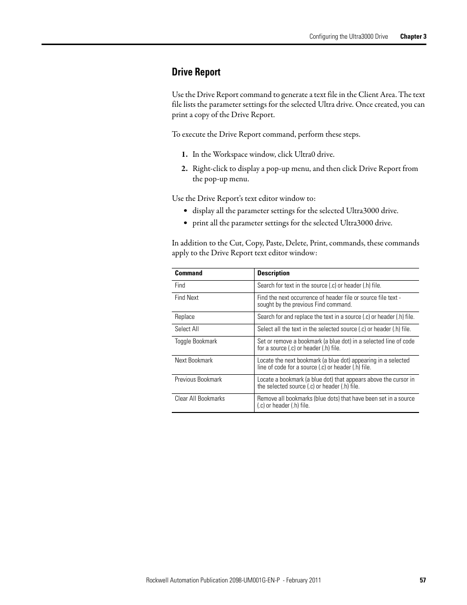 Drive report | Rockwell Automation 2098-UWCPRG Ultraware Software User Manual User Manual | Page 55 / 354