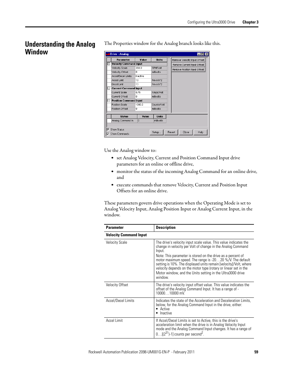 Understanding the analog window | Rockwell Automation 2098-UWCPRG Ultraware Software User Manual User Manual | Page 57 / 354