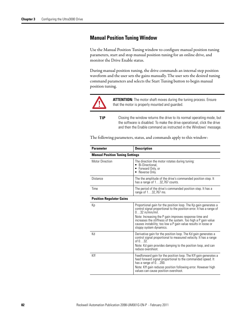 Manual position tuning window | Rockwell Automation 2098-UWCPRG Ultraware Software User Manual User Manual | Page 80 / 354