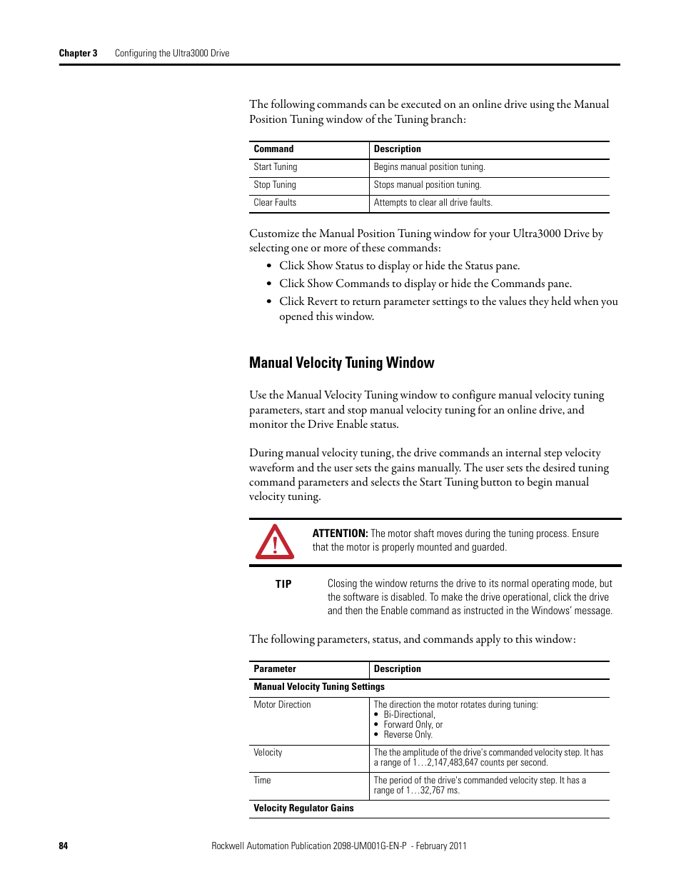 Manual velocity tuning window | Rockwell Automation 2098-UWCPRG Ultraware Software User Manual User Manual | Page 82 / 354