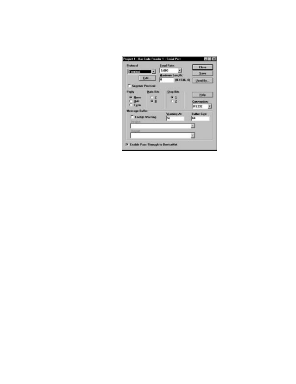Configuring the serial port | Rockwell Automation 2755 AdaptaScan Software User Manual | Page 114 / 224