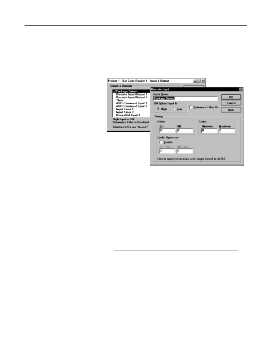 Configuring discrete inputs and the package detect | Rockwell Automation 2755 AdaptaScan Software User Manual | Page 127 / 224
