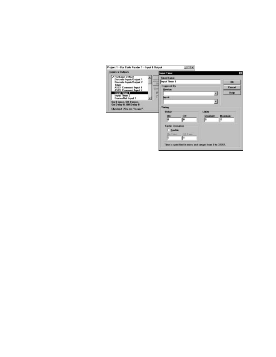 Configuring the input timers 1 and 2 | Rockwell Automation 2755 AdaptaScan Software User Manual | Page 131 / 224