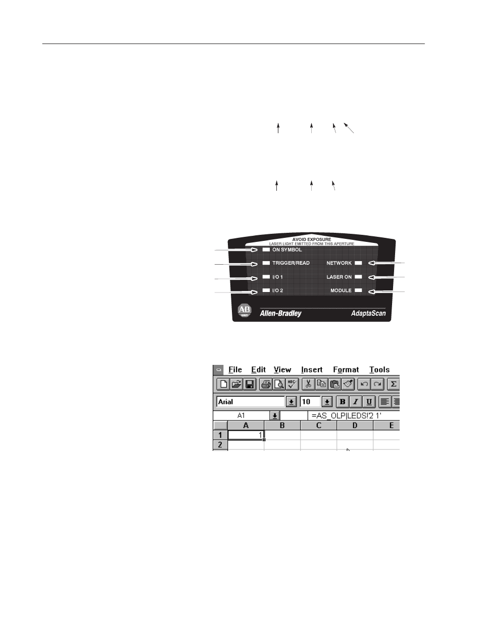 Read led status in excel | Rockwell Automation 2755 AdaptaScan Software User Manual | Page 189 / 224