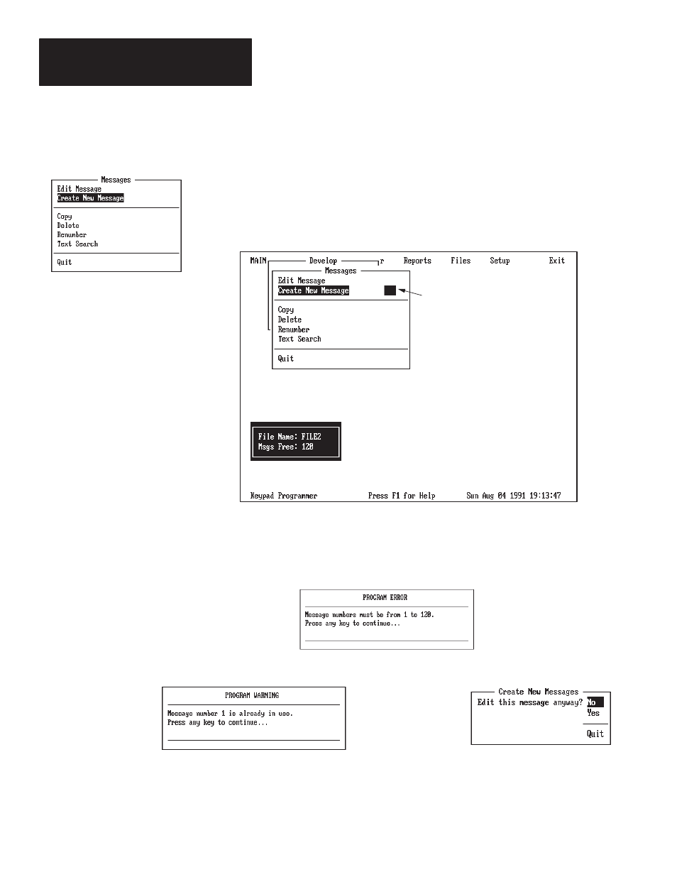 Creating a new message | Rockwell Automation 2705-ND1 Keypad Development Software User Manual | Page 37 / 123