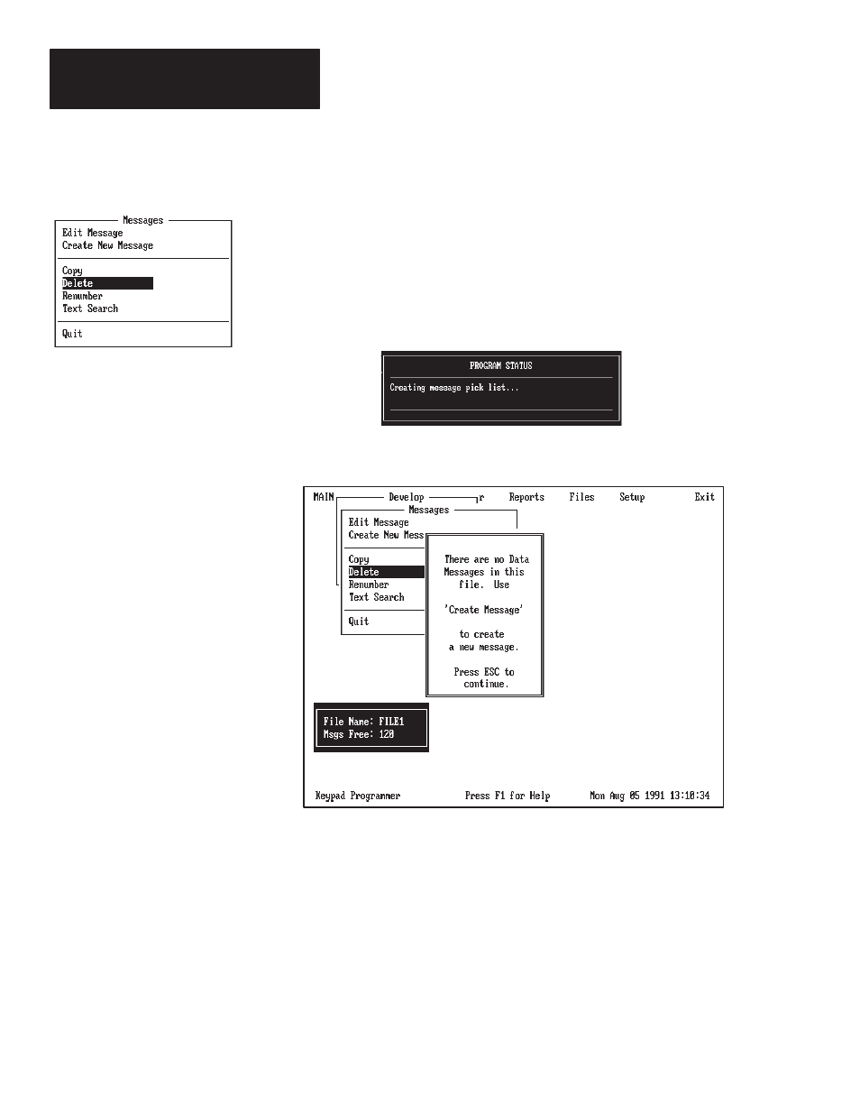 Deleting messages | Rockwell Automation 2705-ND1 Keypad Development Software User Manual | Page 47 / 123