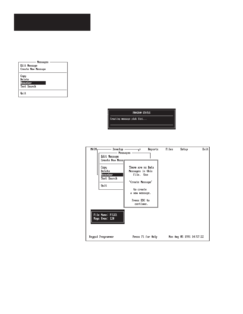 Renumbering messages | Rockwell Automation 2705-ND1 Keypad Development Software User Manual | Page 57 / 123