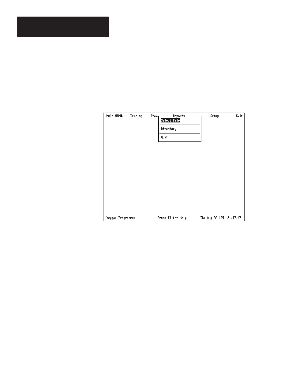 Reports menu | Rockwell Automation 2705-ND1 Keypad Development Software User Manual | Page 91 / 123