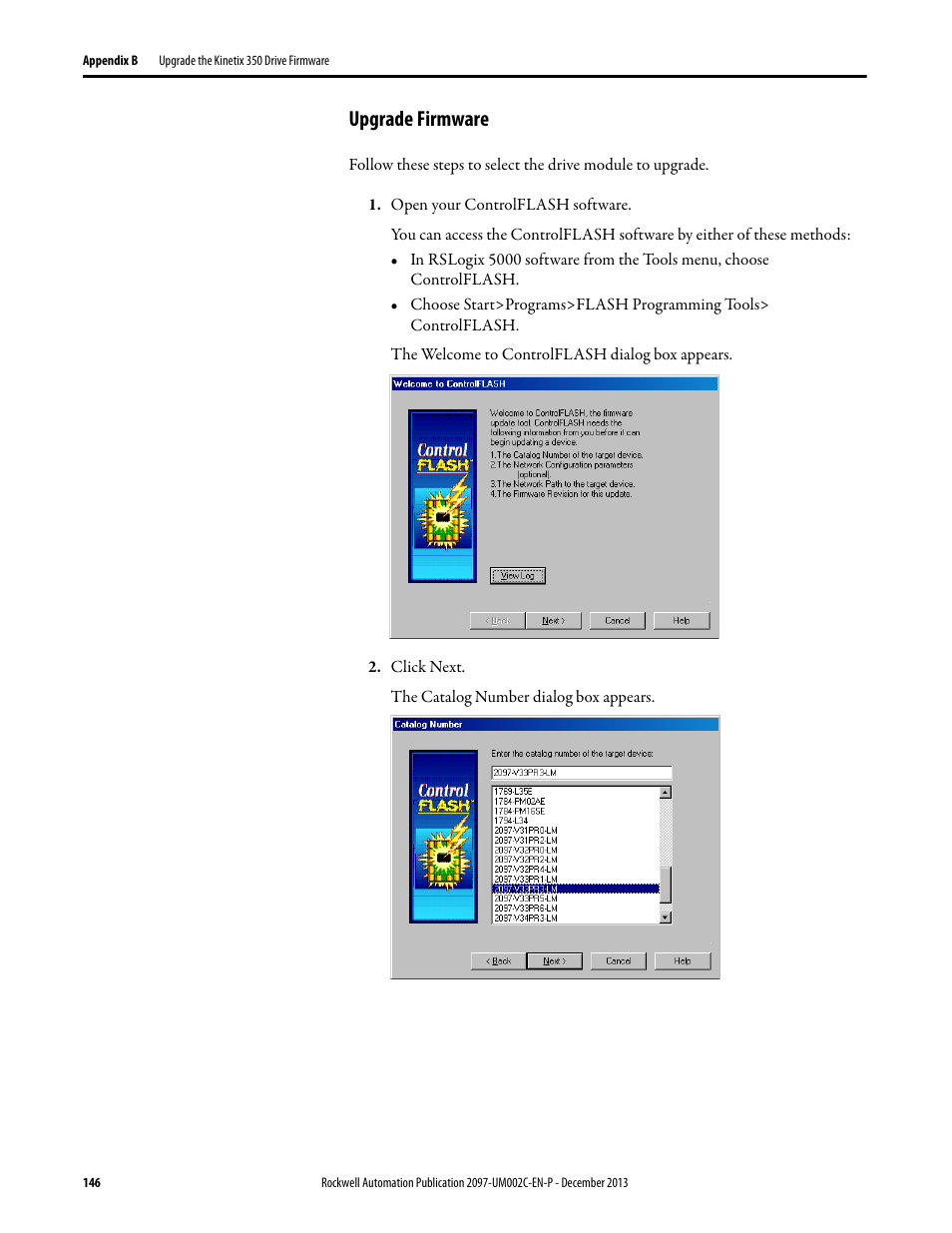 Upgrade firmware | Rockwell Automation 2097-Vxxx Kinetix 350 Single-axis EtherNet/IP Servo Drive User Manual User Manual | Page 146 / 156