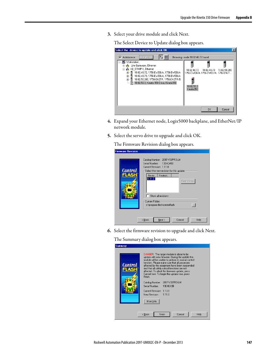 Rockwell Automation 2097-Vxxx Kinetix 350 Single-axis EtherNet/IP Servo Drive User Manual User Manual | Page 147 / 156