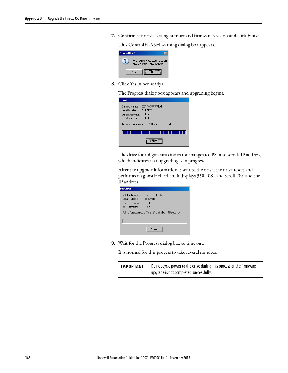 Rockwell Automation 2097-Vxxx Kinetix 350 Single-axis EtherNet/IP Servo Drive User Manual User Manual | Page 148 / 156