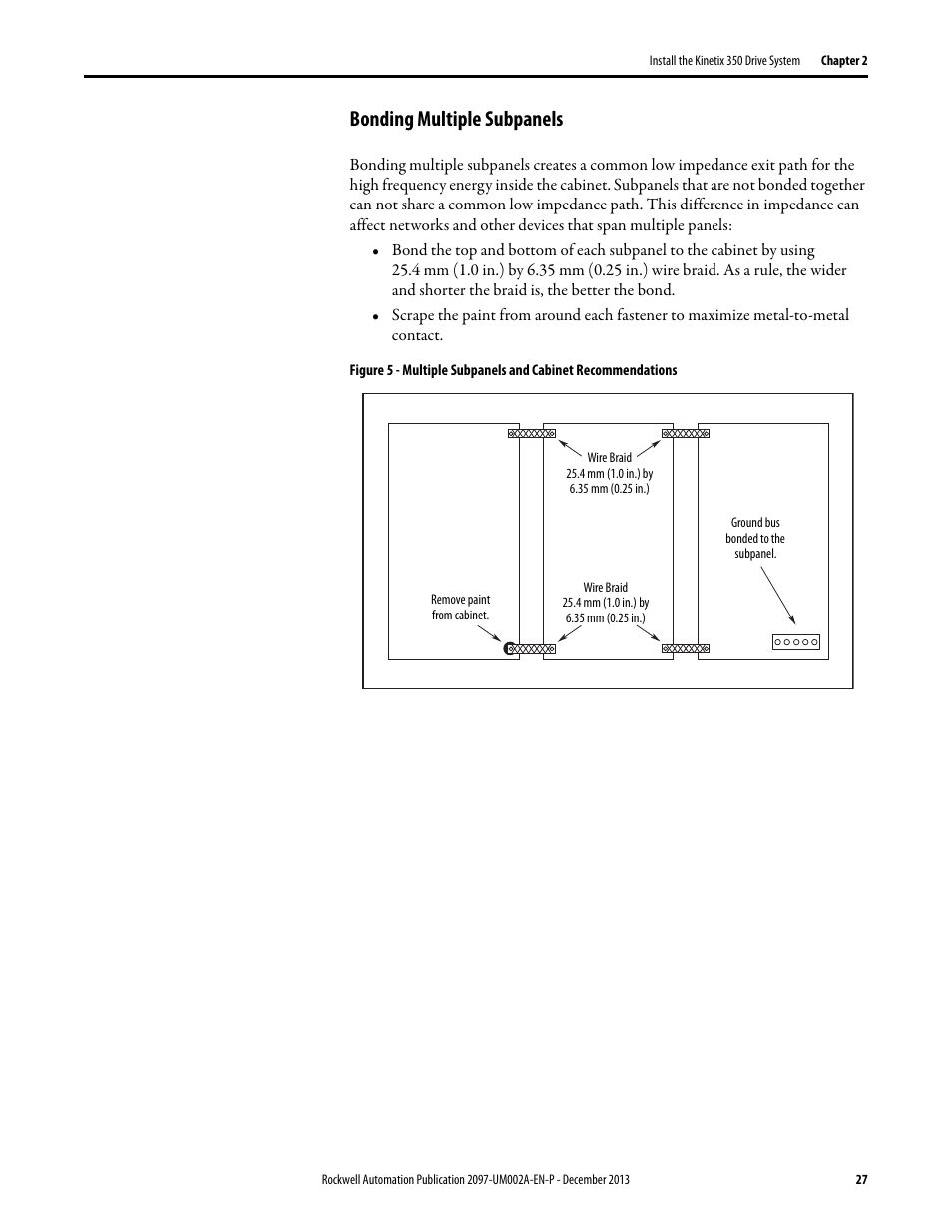 Bonding multiple subpanels | Rockwell Automation 2097-Vxxx Kinetix 350 Single-axis EtherNet/IP Servo Drive User Manual User Manual | Page 27 / 156