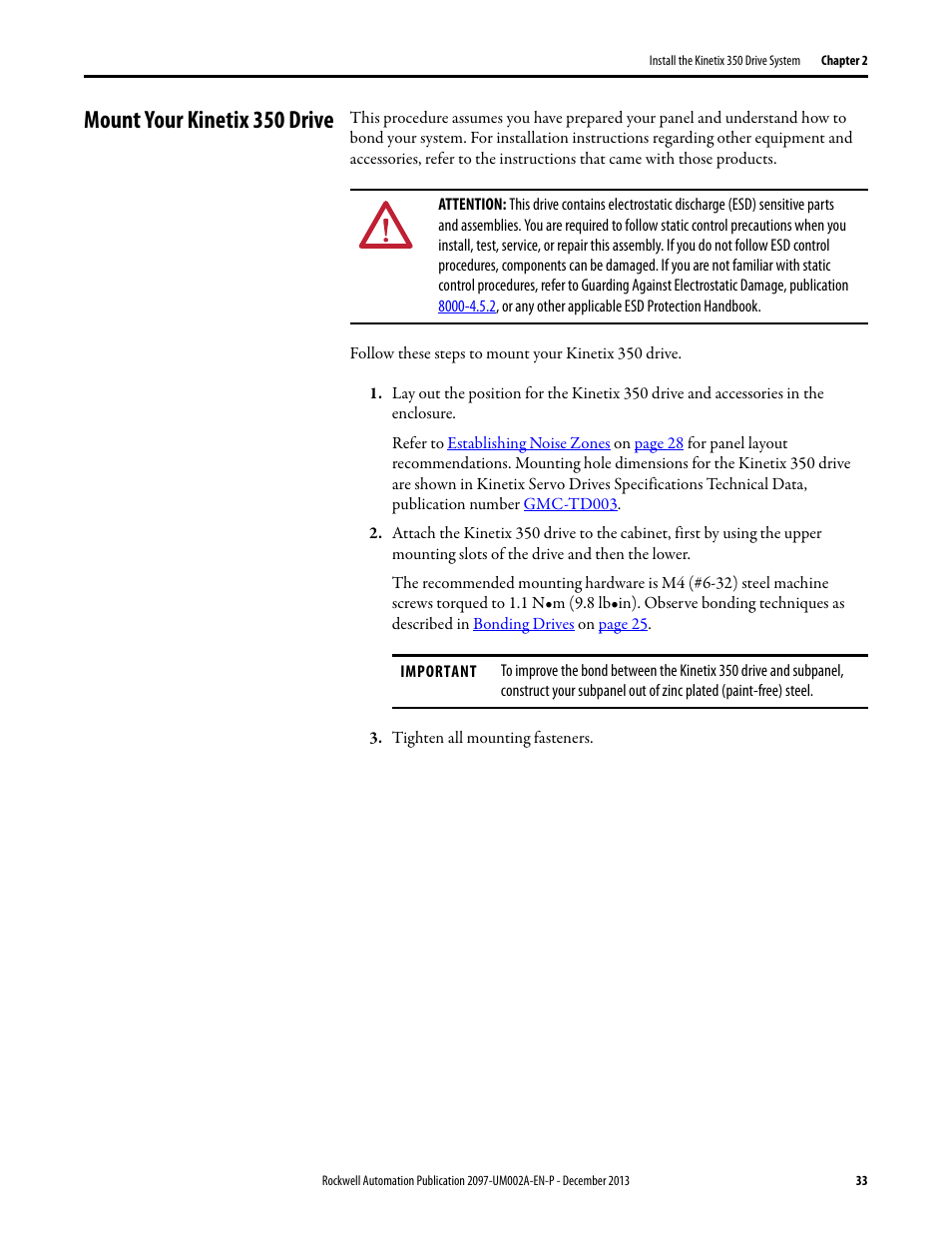 Mount your kinetix 350 drive | Rockwell Automation 2097-Vxxx Kinetix 350 Single-axis EtherNet/IP Servo Drive User Manual User Manual | Page 33 / 156