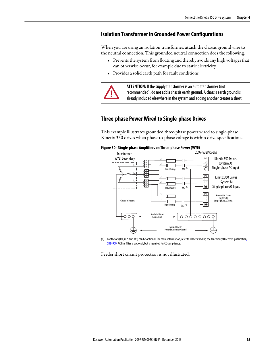 Three-phase power wired to single-phase drives | Rockwell Automation 2097-Vxxx Kinetix 350 Single-axis EtherNet/IP Servo Drive User Manual User Manual | Page 55 / 156