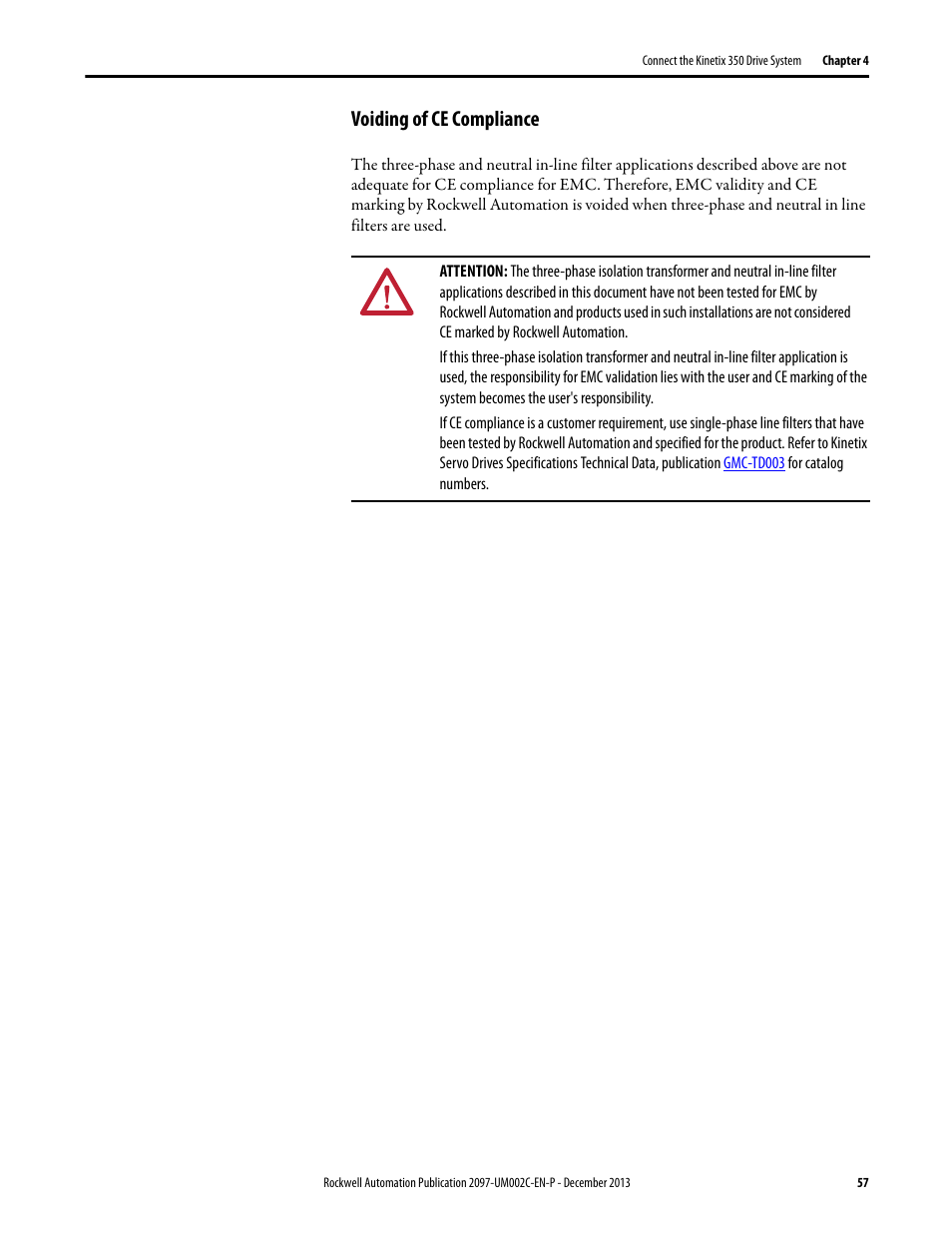 Voiding of ce compliance | Rockwell Automation 2097-Vxxx Kinetix 350 Single-axis EtherNet/IP Servo Drive User Manual User Manual | Page 57 / 156