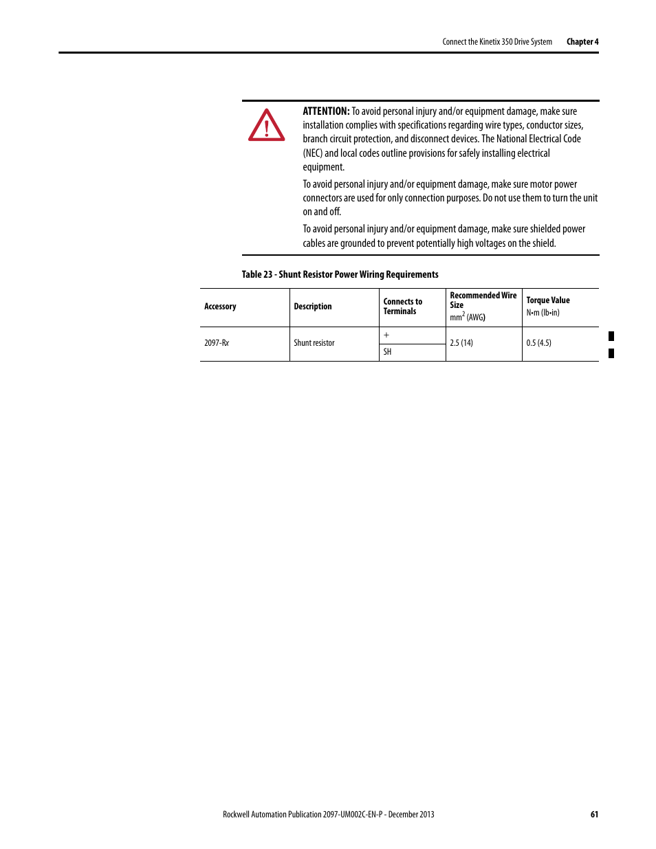 Rockwell Automation 2097-Vxxx Kinetix 350 Single-axis EtherNet/IP Servo Drive User Manual User Manual | Page 61 / 156