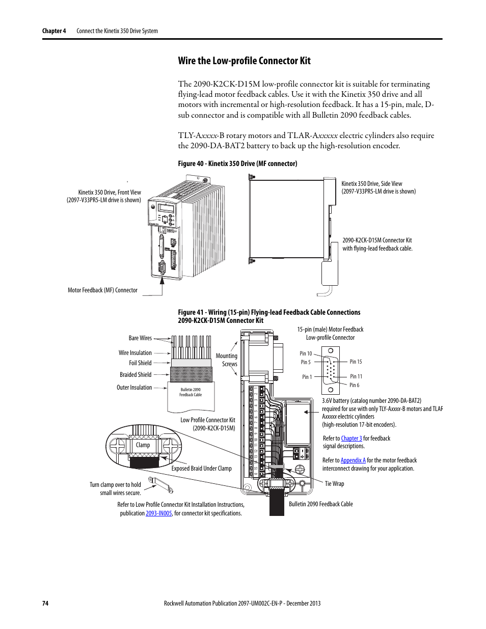 Wire the low-profile connector kit | Rockwell Automation 2097-Vxxx Kinetix 350 Single-axis EtherNet/IP Servo Drive User Manual User Manual | Page 74 / 156