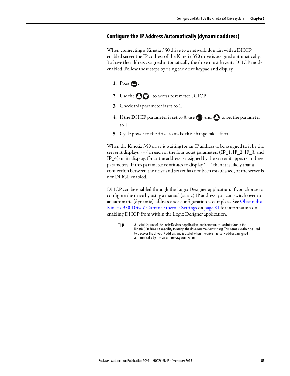 Rockwell Automation 2097-Vxxx Kinetix 350 Single-axis EtherNet/IP Servo Drive User Manual User Manual | Page 83 / 156