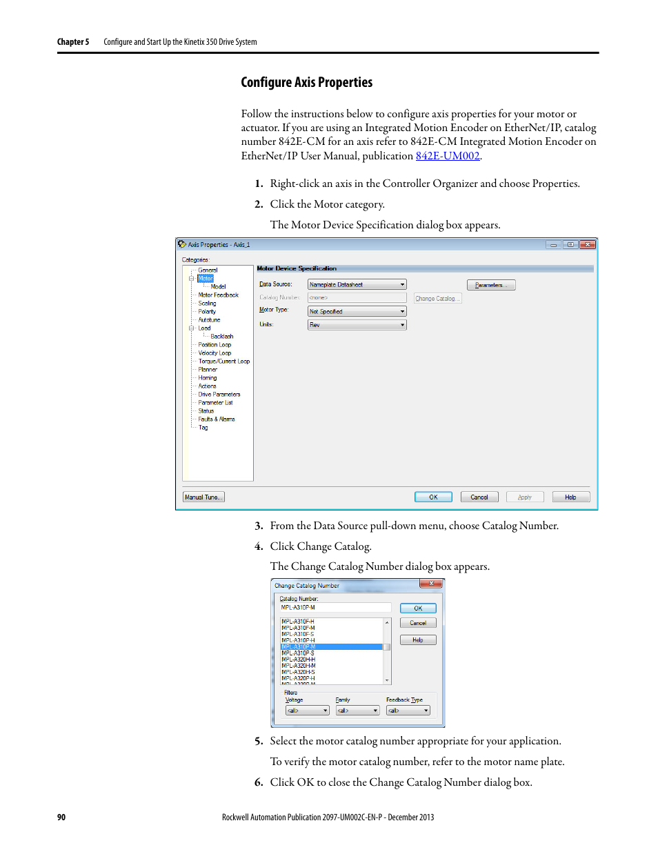 Configure axis properties | Rockwell Automation 2097-Vxxx Kinetix 350 Single-axis EtherNet/IP Servo Drive User Manual User Manual | Page 90 / 156