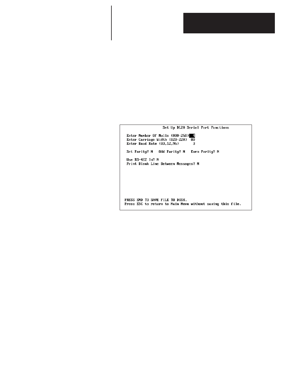 Configuring the dl20 serial port | Rockwell Automation 2706-NP3 DL20 OFFLINE PROGRAMMING MANUAL User Manual | Page 18 / 67