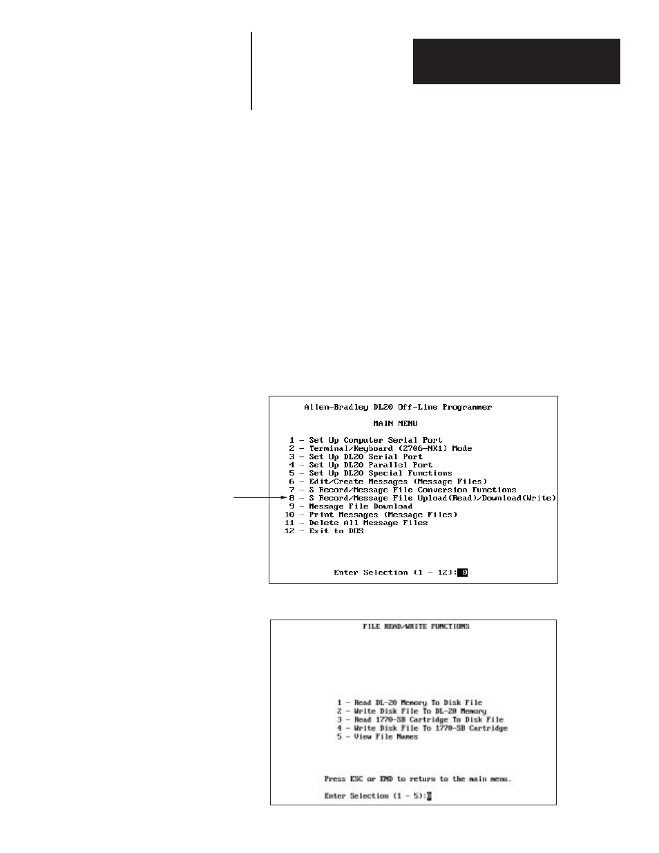 7 - transferring s record files, Chapter objectives, Accessing file read/write functions | Transferring s record files | Rockwell Automation 2706-NP3 DL20 OFFLINE PROGRAMMING MANUAL User Manual | Page 41 / 67