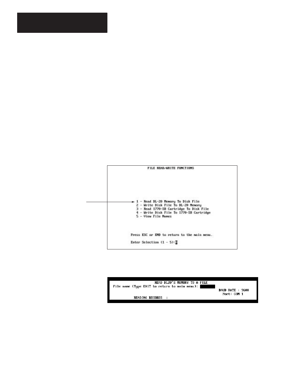 Uploading dl20 memory to personal computer | Rockwell Automation 2706-NP3 DL20 OFFLINE PROGRAMMING MANUAL User Manual | Page 46 / 67