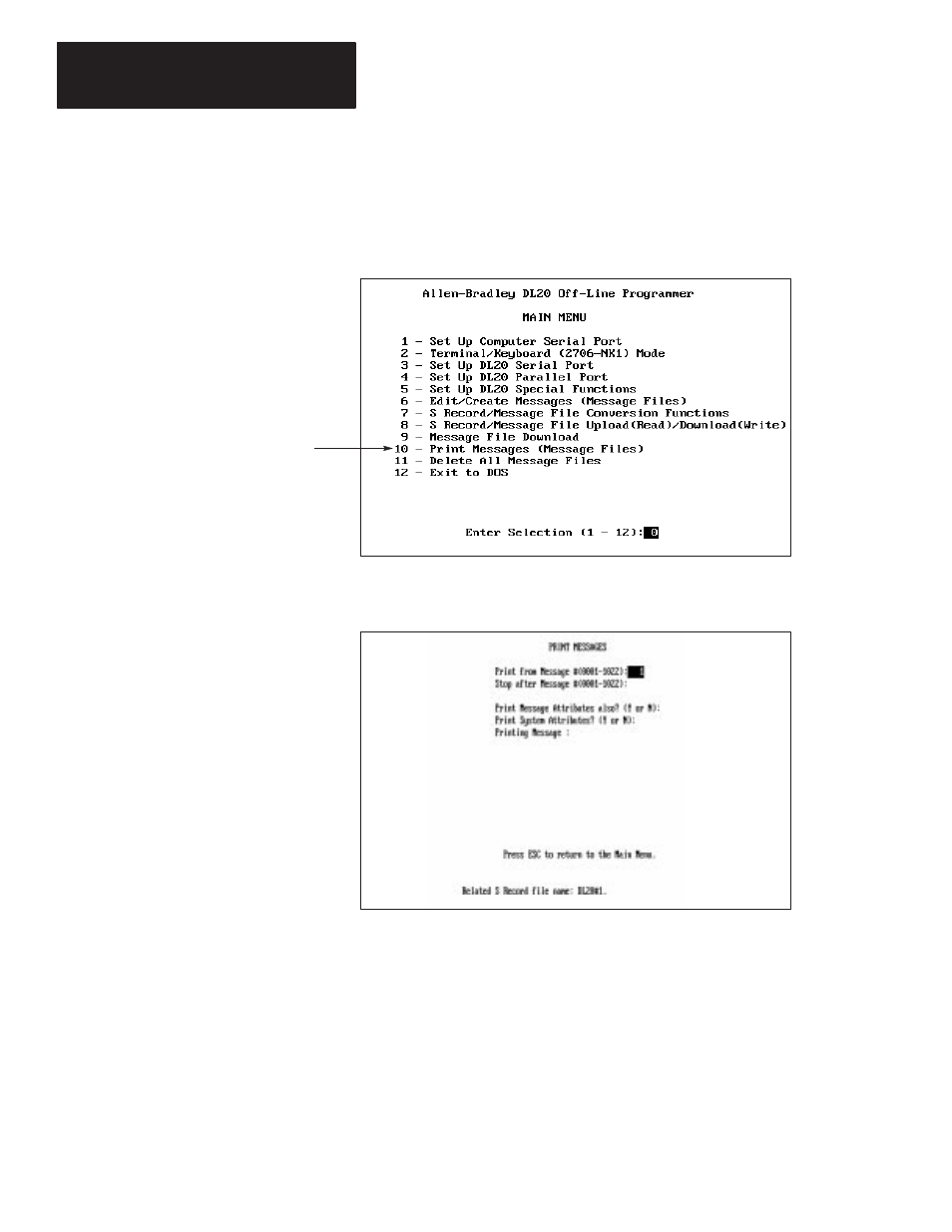 Printing messages | Rockwell Automation 2706-NP3 DL20 OFFLINE PROGRAMMING MANUAL User Manual | Page 63 / 67