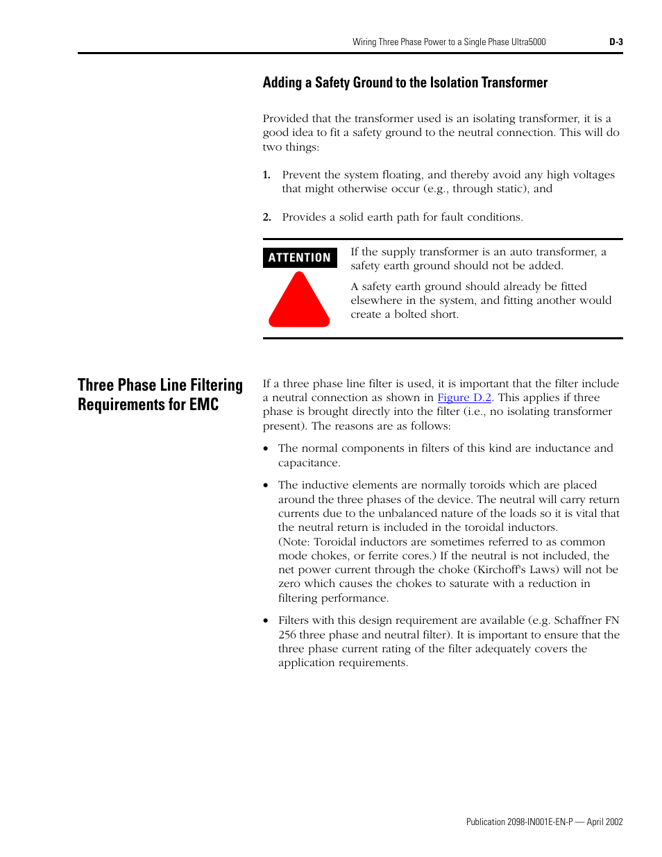 Three phase line filtering requirements for emc | Rockwell Automation 2098-IPD-xxx Ultra5000 Intelligent Positioning Drives Installation Manual User Manual | Page 149 / 160