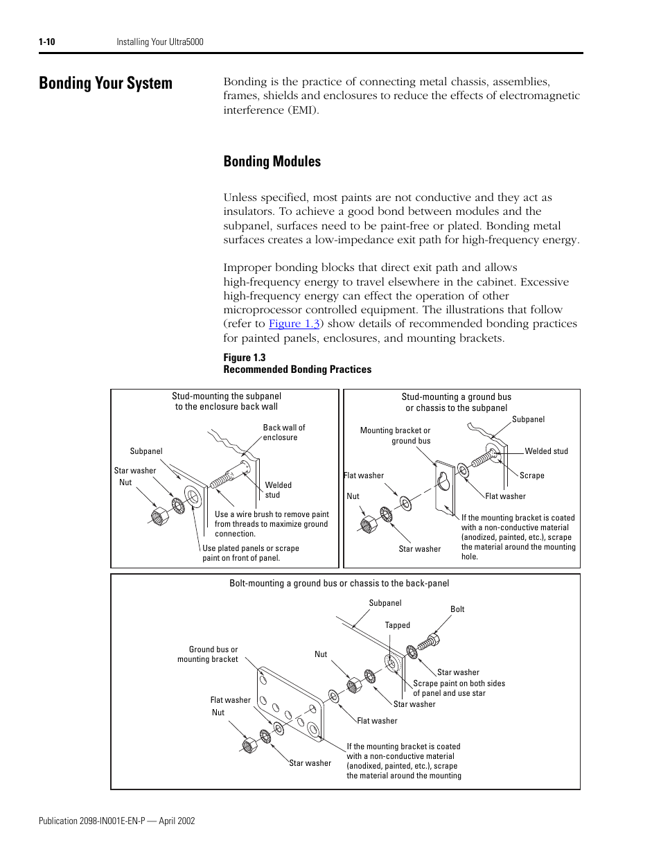 Bonding your system, Bonding modules, Bonding your system -10 | Bonding modules -10 | Rockwell Automation 2098-IPD-xxx Ultra5000 Intelligent Positioning Drives Installation Manual User Manual | Page 24 / 160