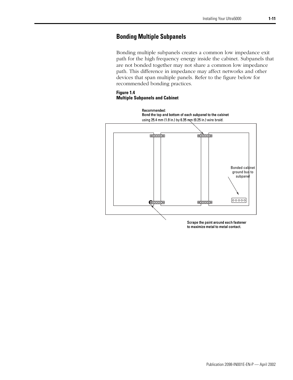 Bonding multiple subpanels, Bonding multiple subpanels -11 | Rockwell Automation 2098-IPD-xxx Ultra5000 Intelligent Positioning Drives Installation Manual User Manual | Page 25 / 160