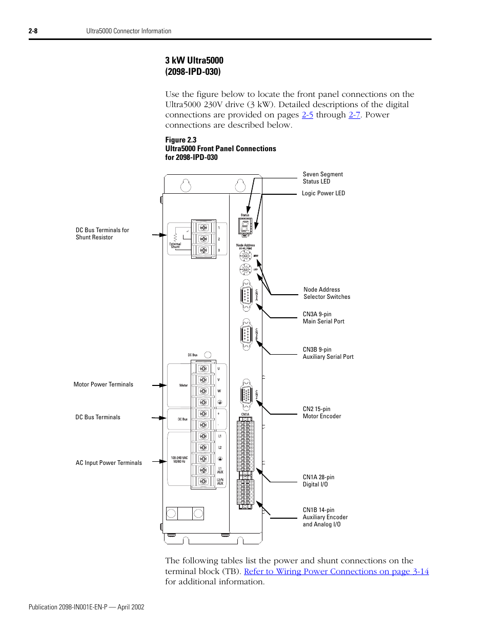 3 kw ultra5000 (2098-ipd-030), 3 kw ultra5000 (2098-ipd-030) -8 | Rockwell Automation 2098-IPD-xxx Ultra5000 Intelligent Positioning Drives Installation Manual User Manual | Page 34 / 160