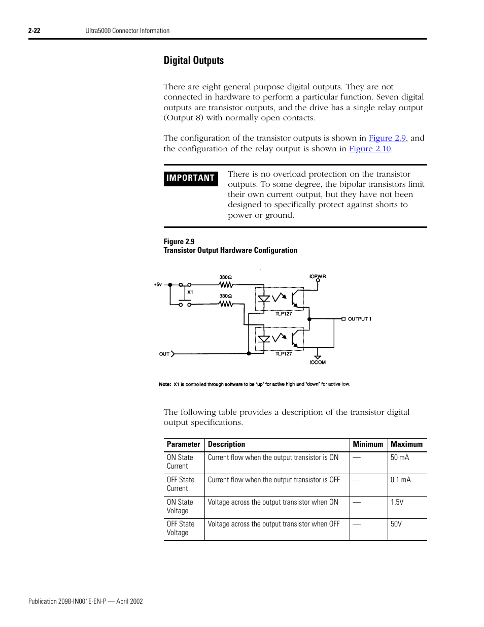 Digital outputs, Digital outputs -22 | Rockwell Automation 2098-IPD-xxx Ultra5000 Intelligent Positioning Drives Installation Manual User Manual | Page 48 / 160