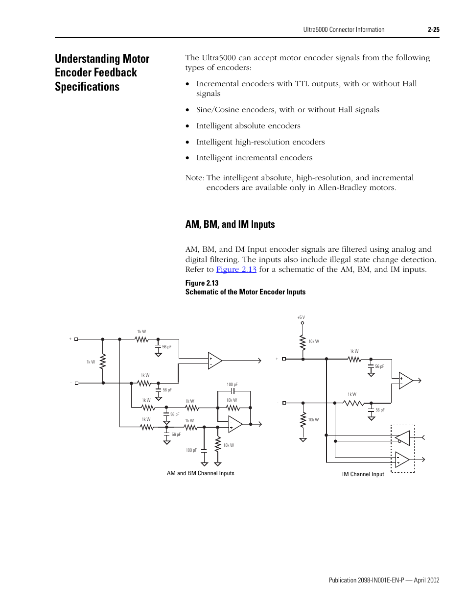 Am, bm, and im inputs, Am, bm, and im inputs -25 | Rockwell Automation 2098-IPD-xxx Ultra5000 Intelligent Positioning Drives Installation Manual User Manual | Page 51 / 160