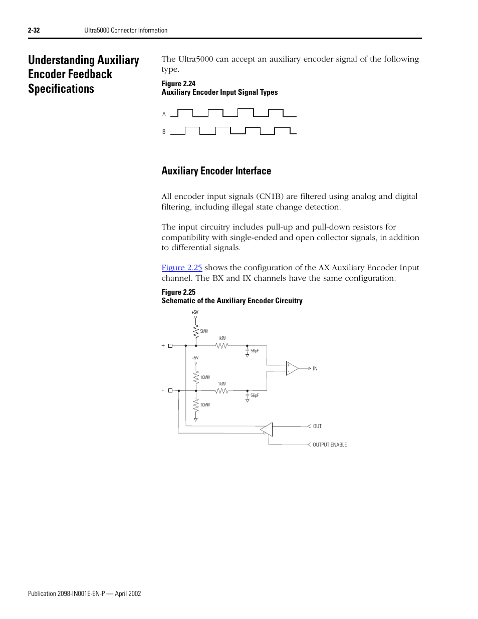 Auxiliary encoder interface, Auxiliary encoder interface -32 | Rockwell Automation 2098-IPD-xxx Ultra5000 Intelligent Positioning Drives Installation Manual User Manual | Page 58 / 160