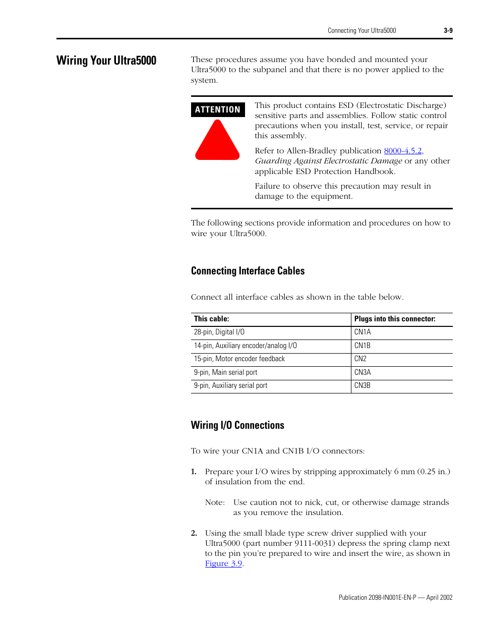 Wiring your ultra5000, Connecting interface cables, Wiring i/o connections | Wiring your ultra5000 -9 | Rockwell Automation 2098-IPD-xxx Ultra5000 Intelligent Positioning Drives Installation Manual User Manual | Page 69 / 160